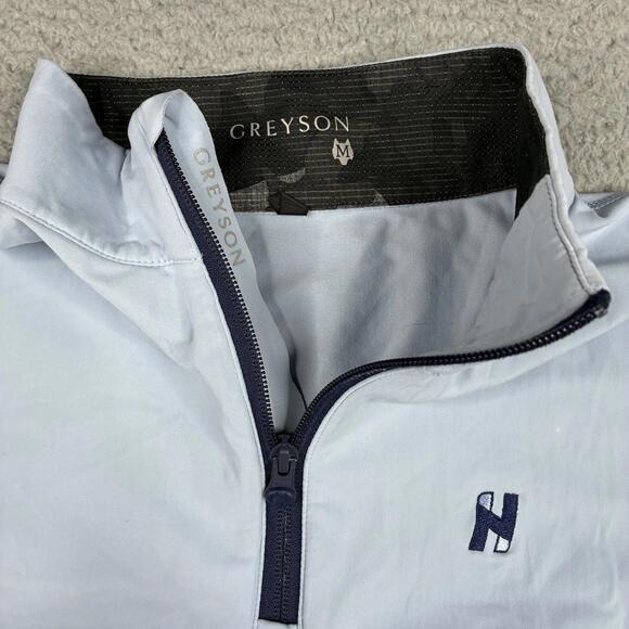 Greyson Fleece Golf Pullover Men’s Medium Blue 1/4 Zip Mock Neck Performance - Picture 4 of 8
